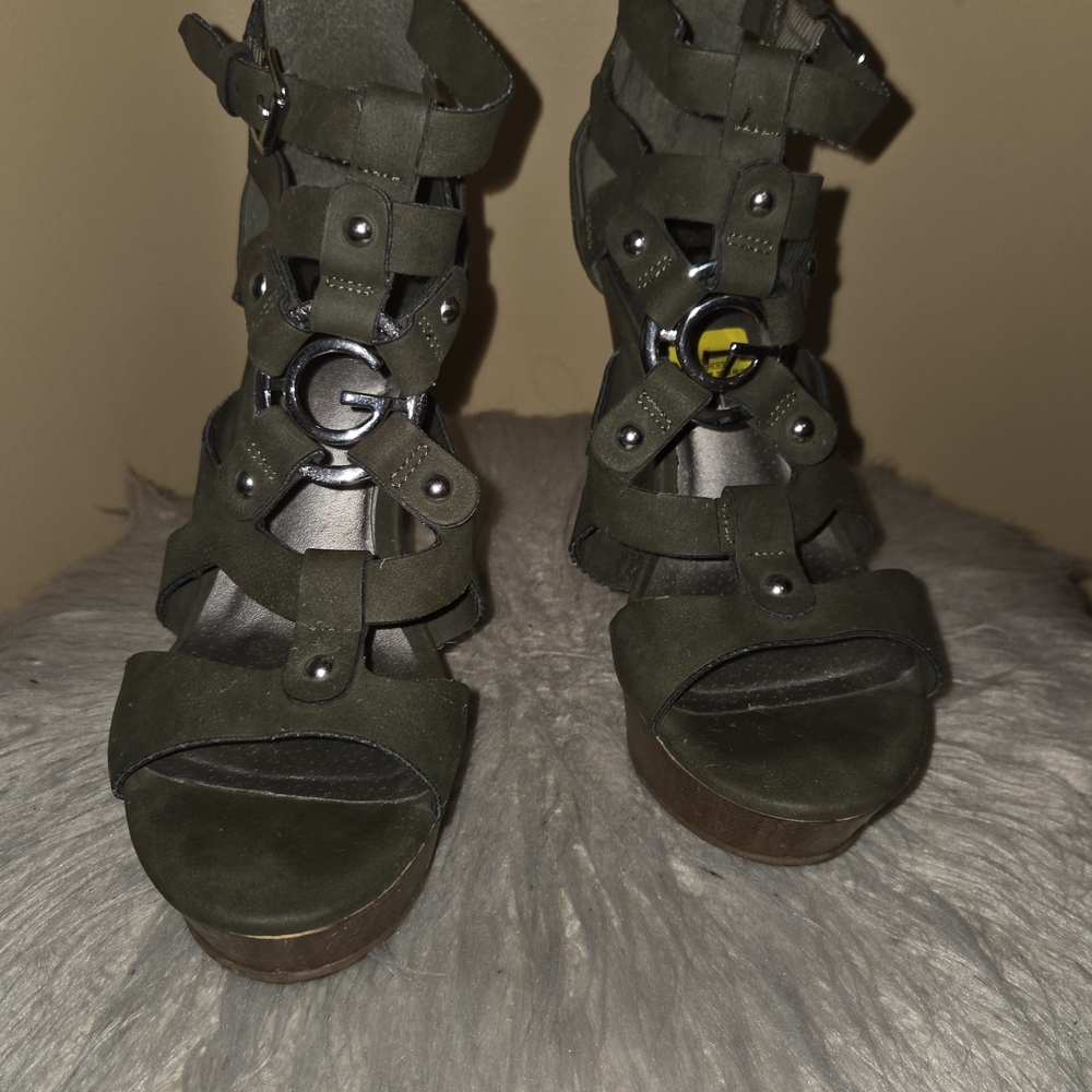 G by Guess Olive Wedge Sandals